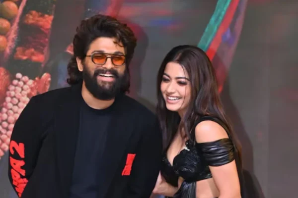 Rashmika and allu arjun signature dance on angaaron won over fans hearts