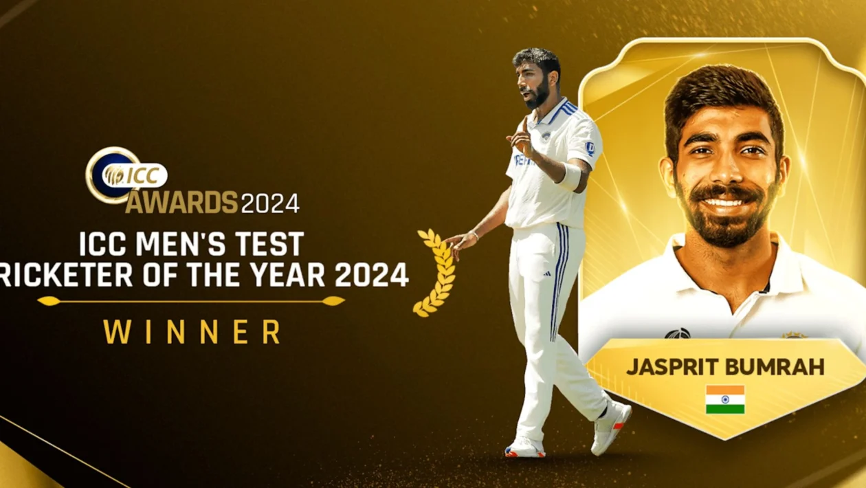 ICC:Jasprit Bumrah Makes History for India by Winning The 2024 ICC Test Cricketer of The Year Award