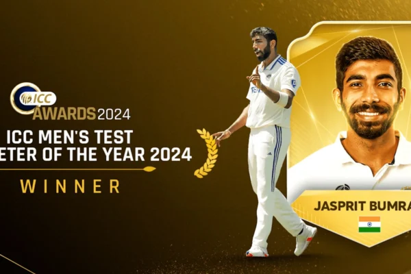 ICC:Jasprit Bumrah Makes History for India by Winning The 2024 ICC Test Cricketer of The Year Award