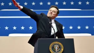 Musk's hand signal is comparable to the Nazi salute.