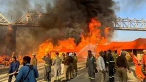 Flames from the maha kumbh mela's cylinder